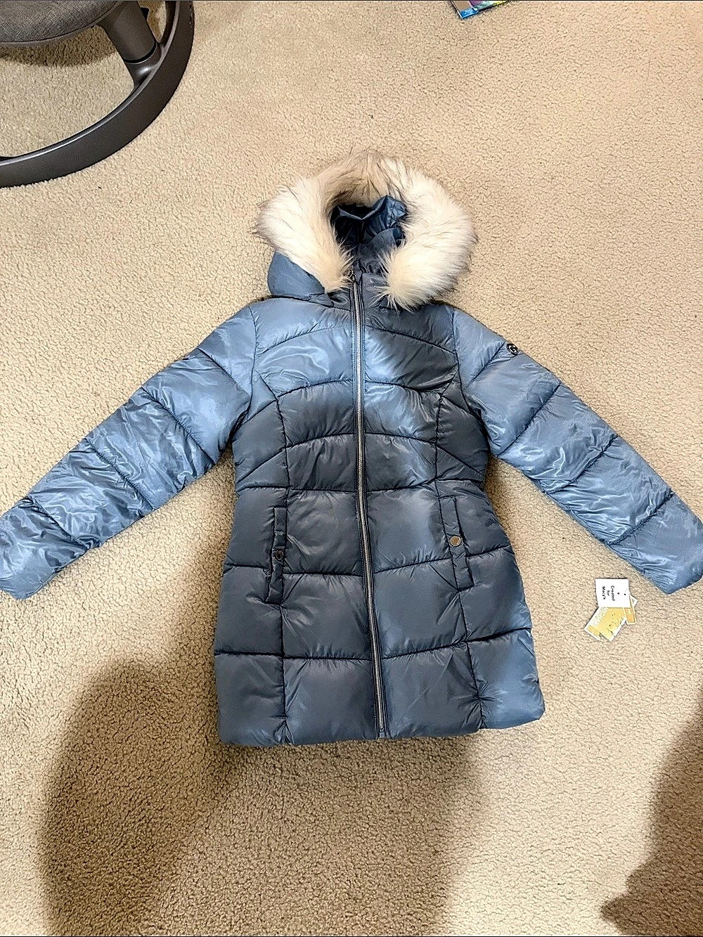 Michael Kors Blue Hooded Puffer Coat
